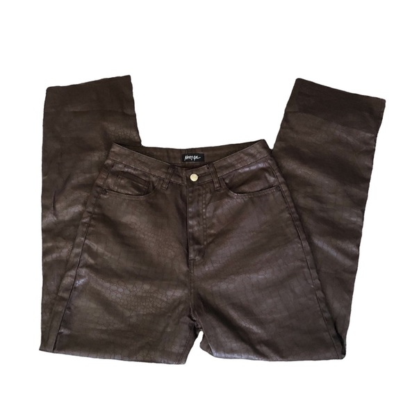 NASTY GAL Brown Faux-Leather Trouser - Picture 3 of 10